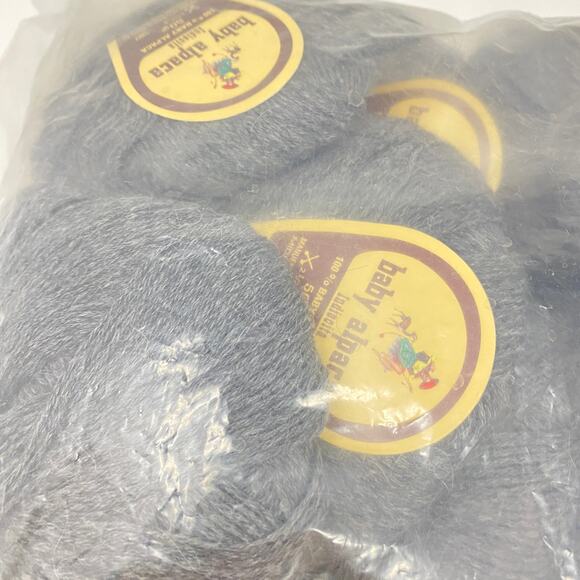 100% Baby Alpaca Yarn Lot of 10 Skeins Fingering Superfine Wt Dk Charcoal 50g Ea - Picture 2 of 6
